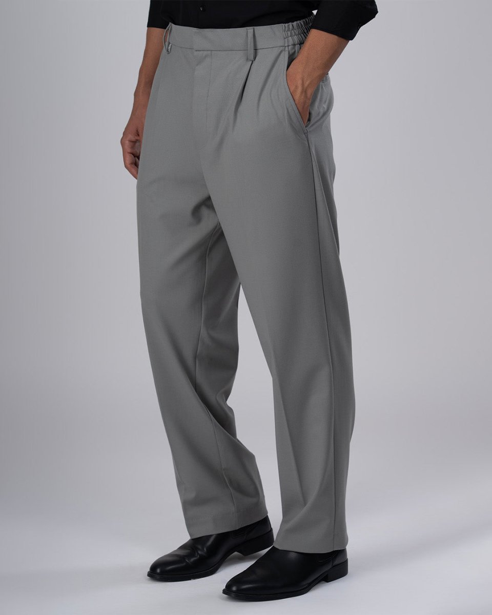TAILORAEDGE Easy Iron Flexi Relaxed Trouser In Grey