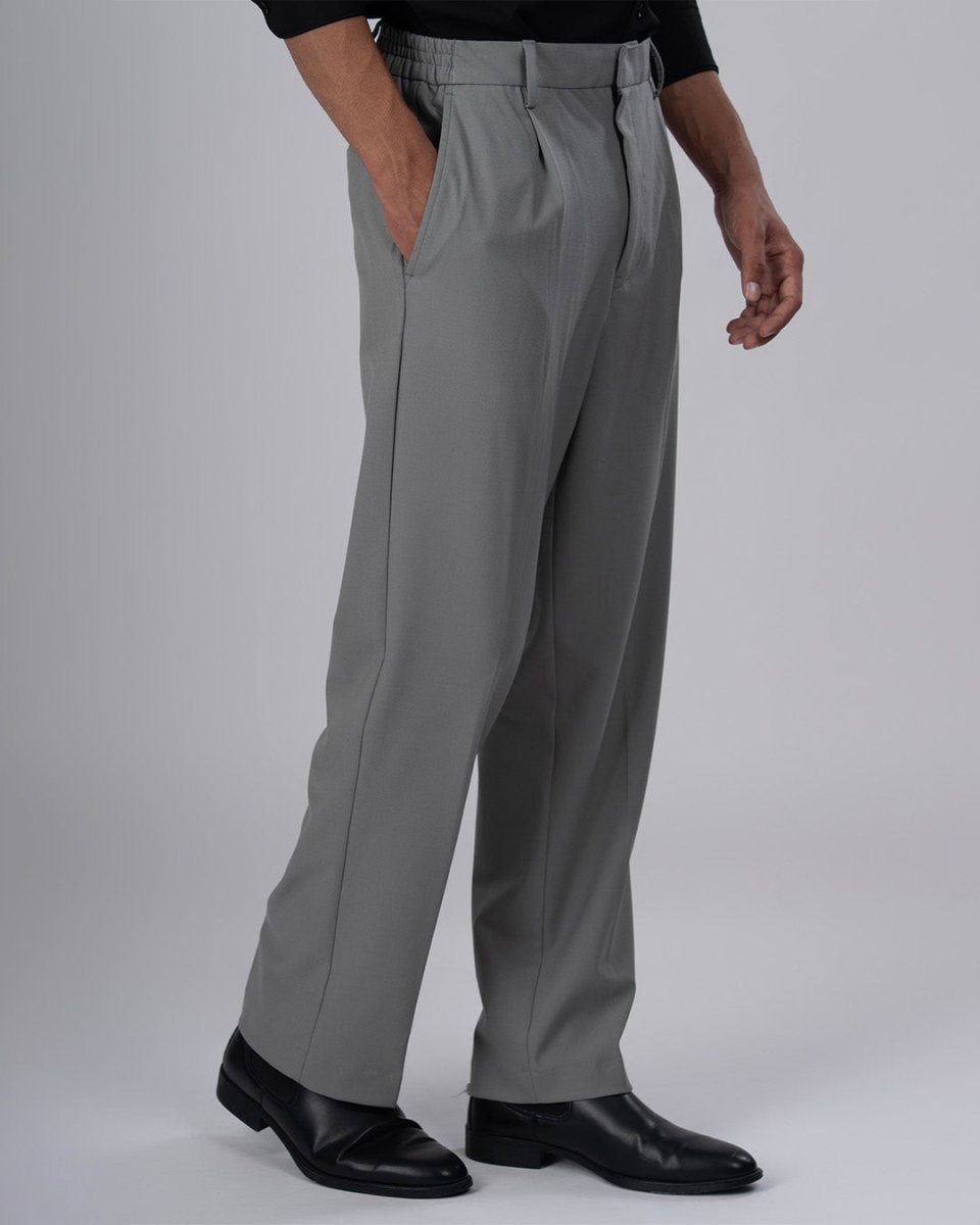 TAILORAEDGE Easy Iron Flexi Relaxed Trouser In Grey