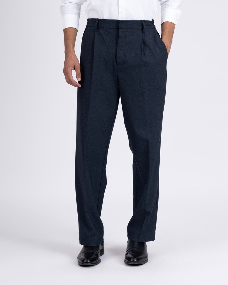 TAILORAEDGE Easy Iron Flexi Relaxed Trouser In Navy