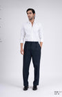 TAILORAEDGE Easy Iron Flexi Relaxed Trouser In Navy