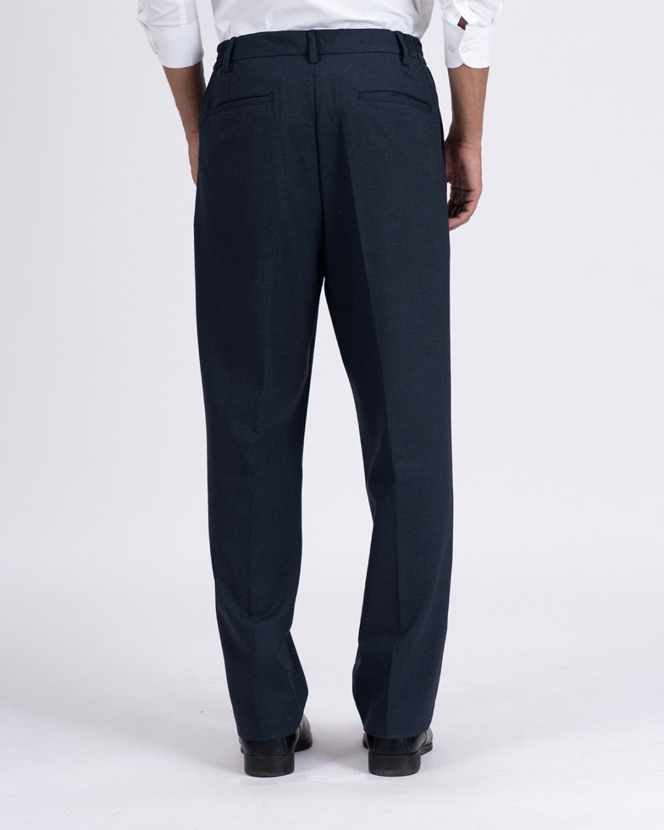 TAILORAEDGE Easy Iron Flexi Relaxed Trouser In Navy