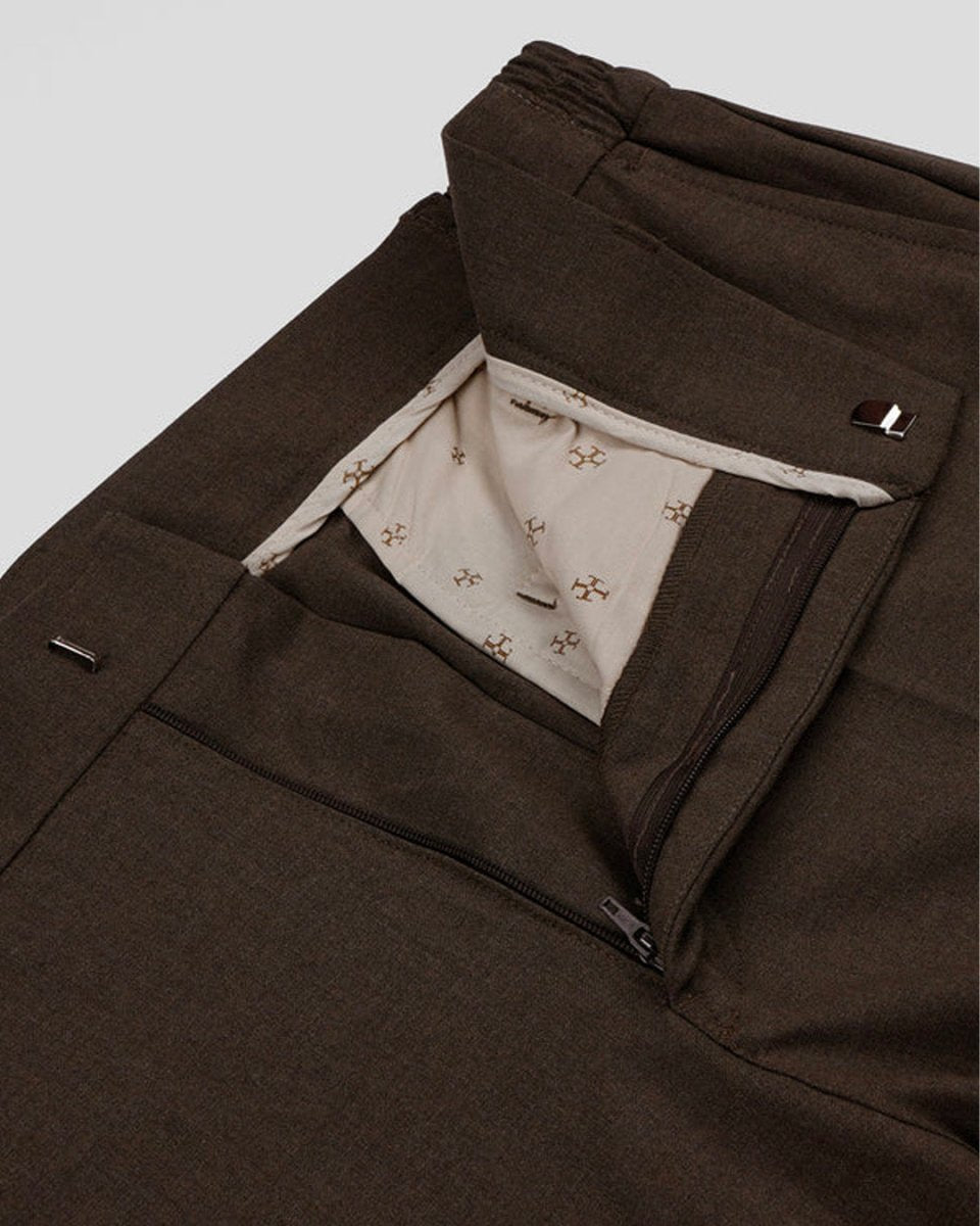 TAILORAEDGE Easy Iron Flexi Tailored Trouser In Brown