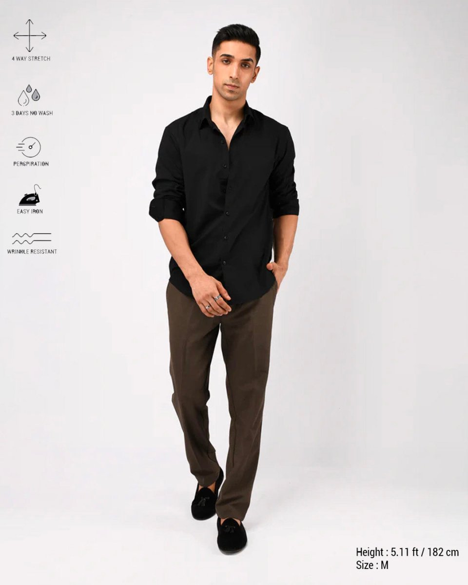 TAILORAEDGE Easy Iron Flexi Tailored Trouser In Brown