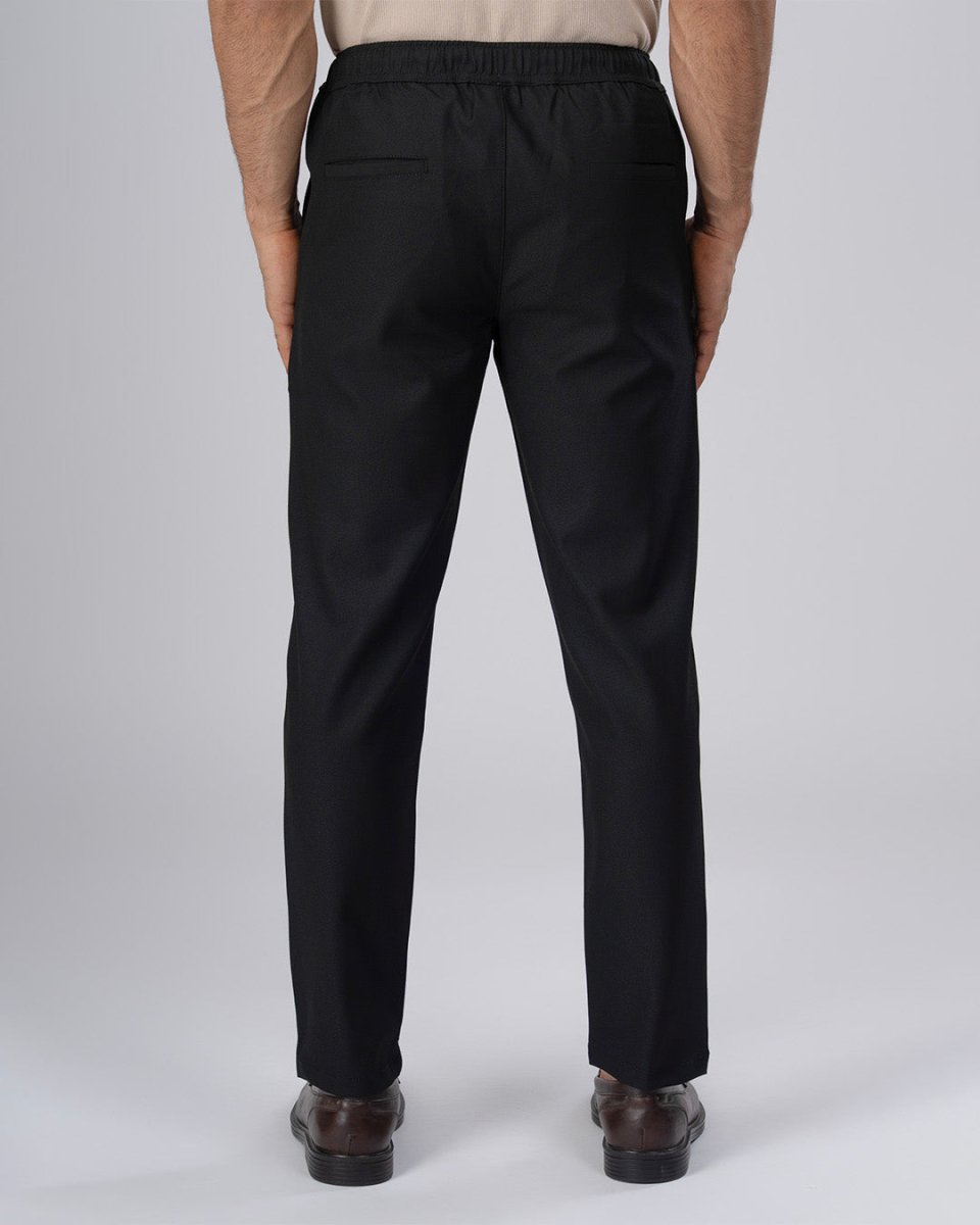 TAILORAEDGE Easy Iron Flexi Textured Tailored Trouser In Black