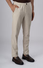 TAILORAEDGE Easy Iron Flexi Textured Tailored Trouser In Cream