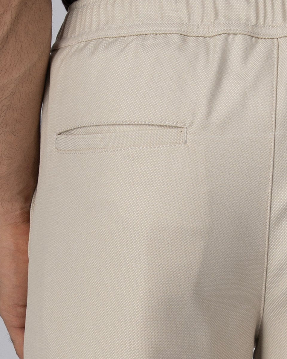 TAILORAEDGE Easy Iron Flexi Textured Tailored Trouser In Cream