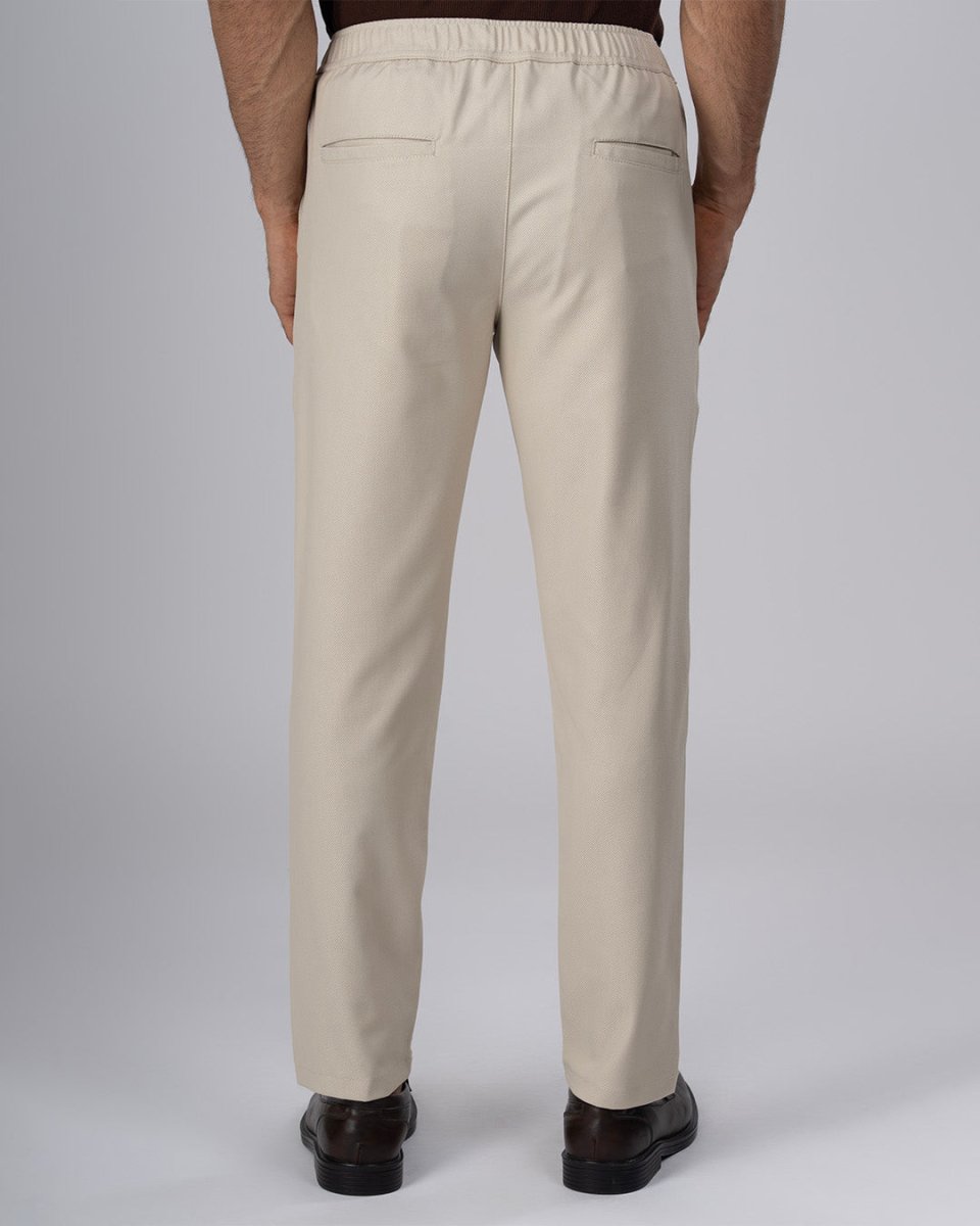 TAILORAEDGE Easy Iron Flexi Textured Tailored Trouser In Cream