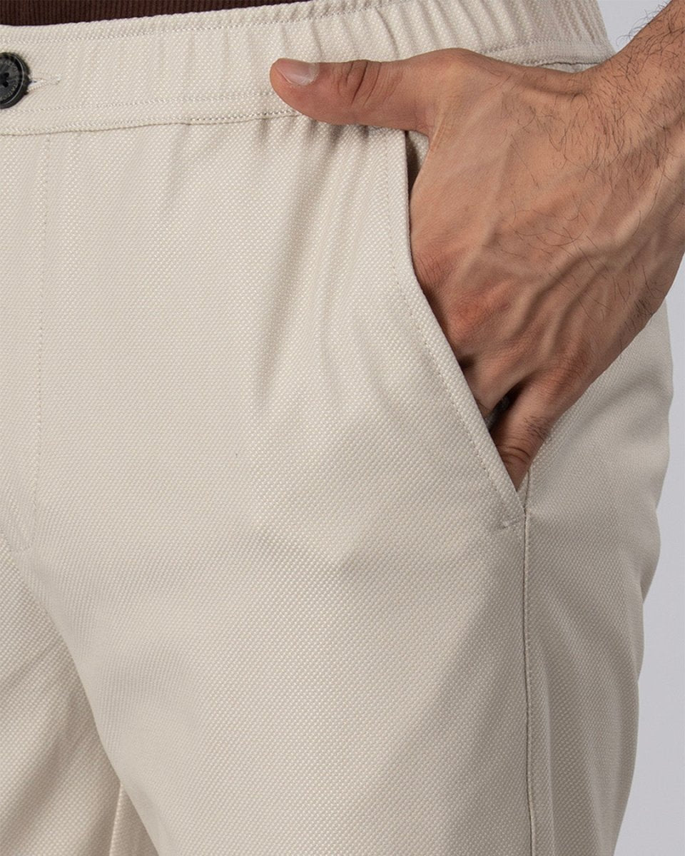 TAILORAEDGE Easy Iron Flexi Textured Tailored Trouser In Cream