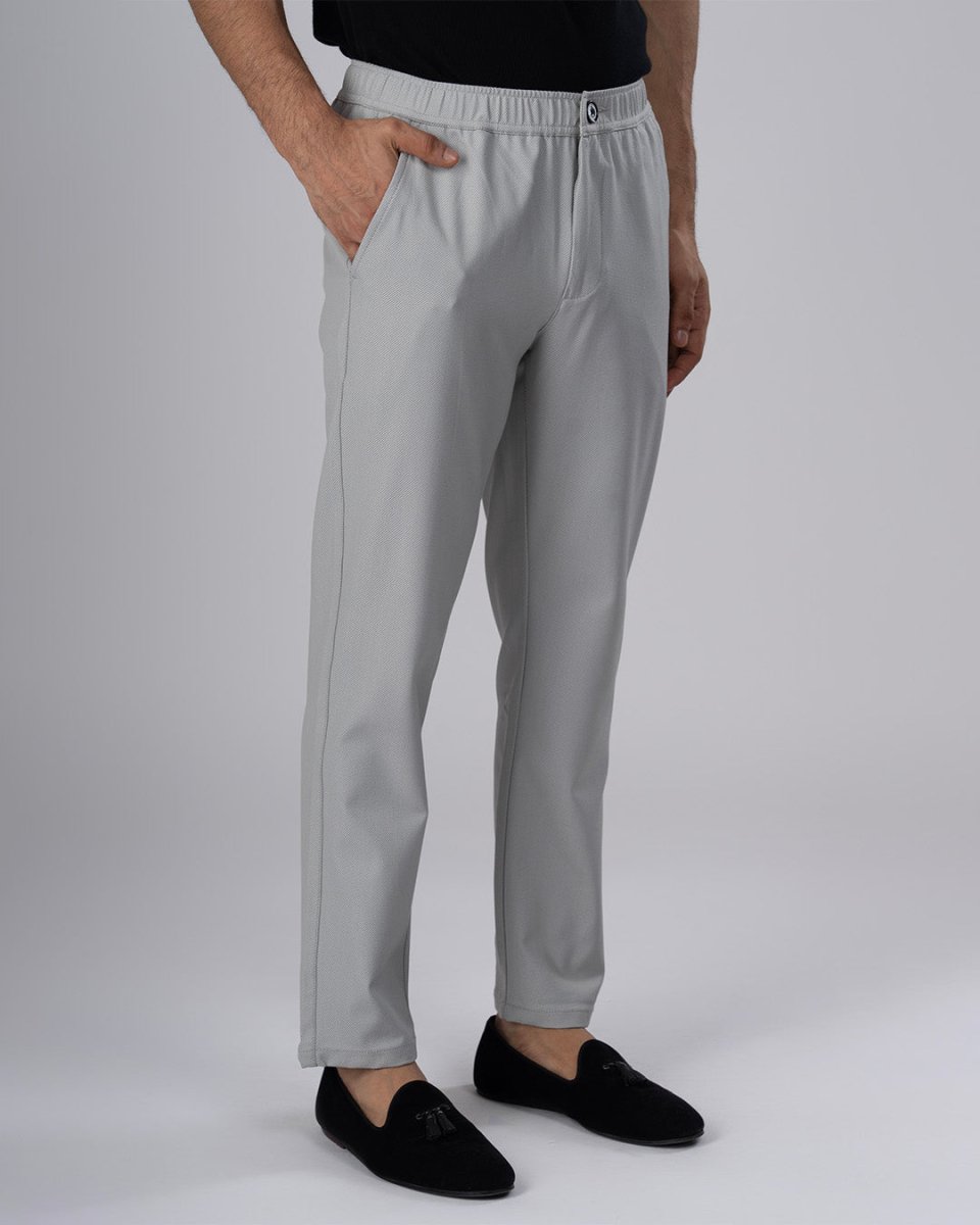 TAILORAEDGE Easy Iron Flexi Textured Tailored Trouser In Grey