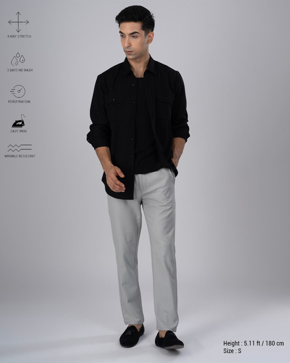 TAILORAEDGE Easy Iron Flexi Textured Tailored Trouser In Grey