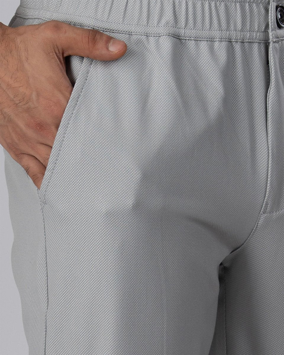 TAILORAEDGE Easy Iron Flexi Textured Tailored Trouser In Grey