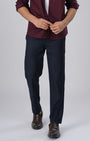 TAILORAEDGE Easy Iron Flexi Textured Tailored Trouser In Navy