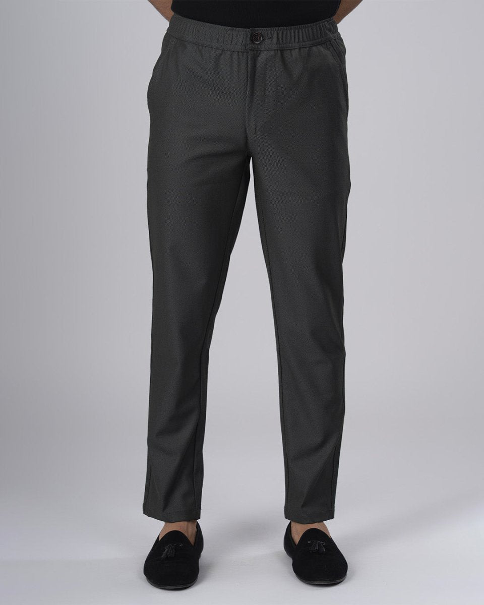 TAILORAEDGE Easy Iron Flexi Textured Tailored Trouser In Olive