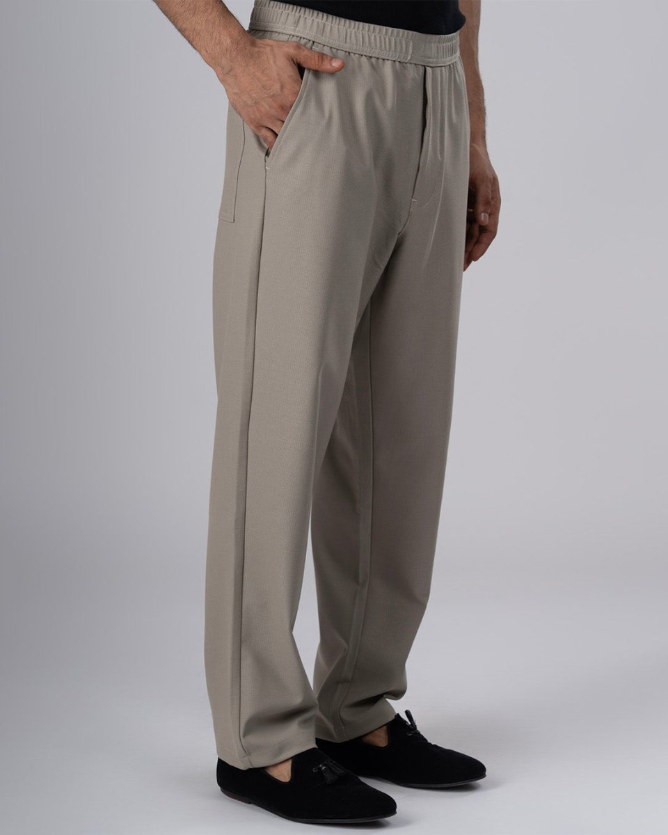 TAILORAEDGE Easy Iron Flexiwaist Relaxed Trouser In Beige