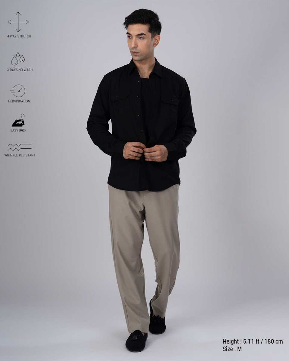 TAILORAEDGE Easy Iron Flexiwaist Relaxed Trouser In Beige