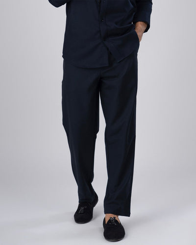 Easy Iron Flexiwaist Relaxed Trouser In Navy