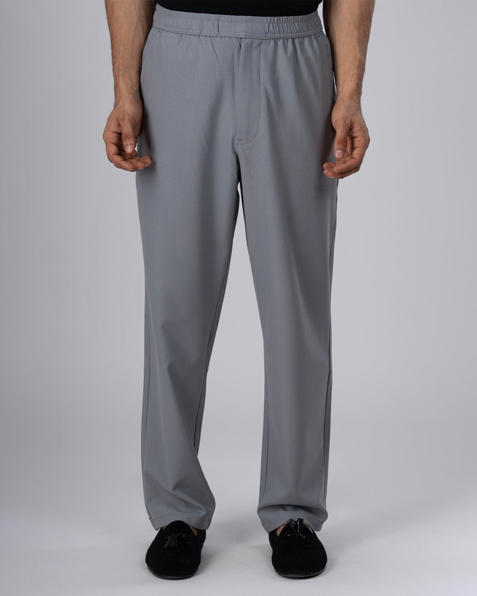 TAILORAEDGE Easy Iron Flexiwaist Relaxed Trouser In Grey
