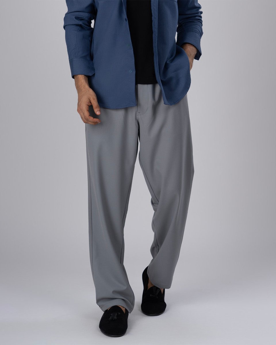 TAILORAEDGE Easy Iron Flexiwaist Relaxed Trouser In Grey