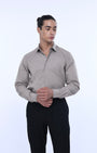 TAILORAEDGE Easy Iron Office Stretch Shirt In Beige