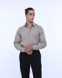 TAILORAEDGE Easy Iron Office Stretch Shirt In Beige