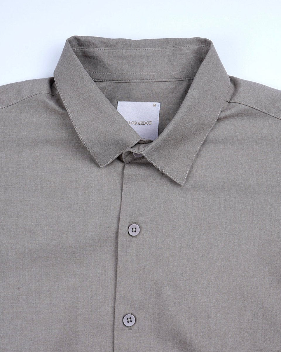 TAILORAEDGE Easy Iron Office Stretch Shirt In Beige