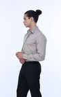TAILORAEDGE Easy Iron Office Stretch Shirt In Beige
