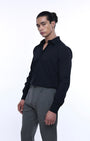 TAILORAEDGE Easy Iron Office Stretch Shirt In Black