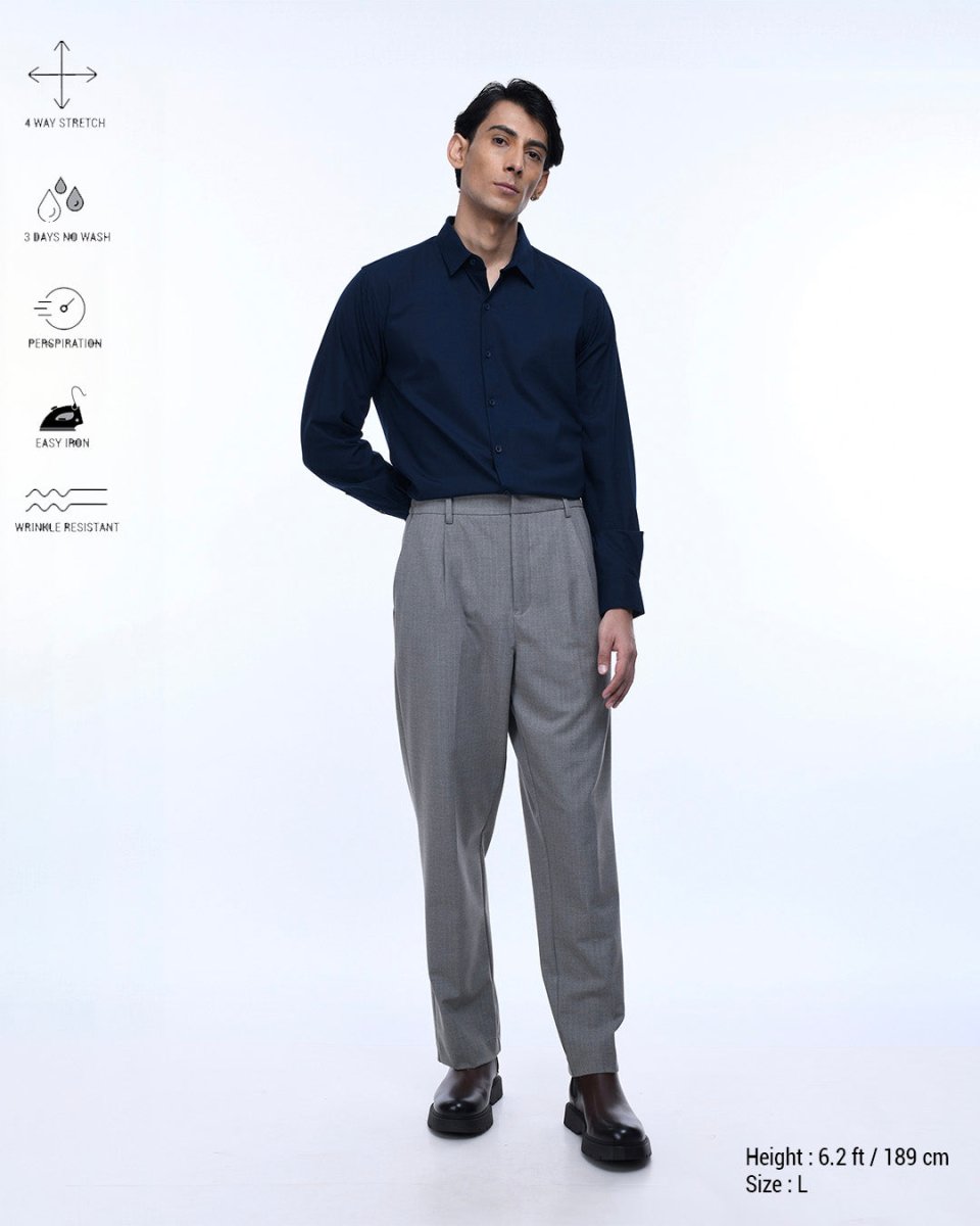 TAILORAEDGE Easy Iron Office Stretch Shirt In Blue