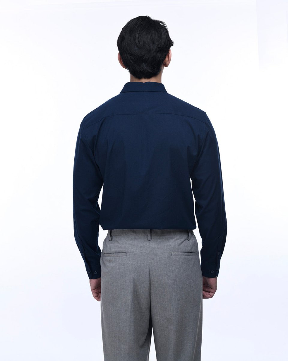TAILORAEDGE Easy Iron Office Stretch Shirt In Blue