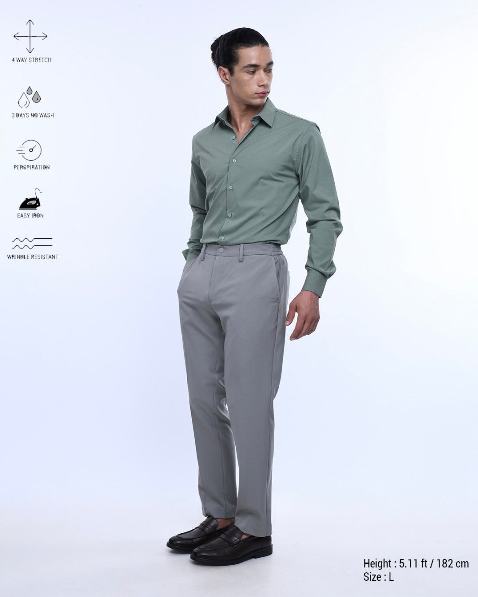 TAILORAEDGE Easy Iron Office Stretch Shirt In Green