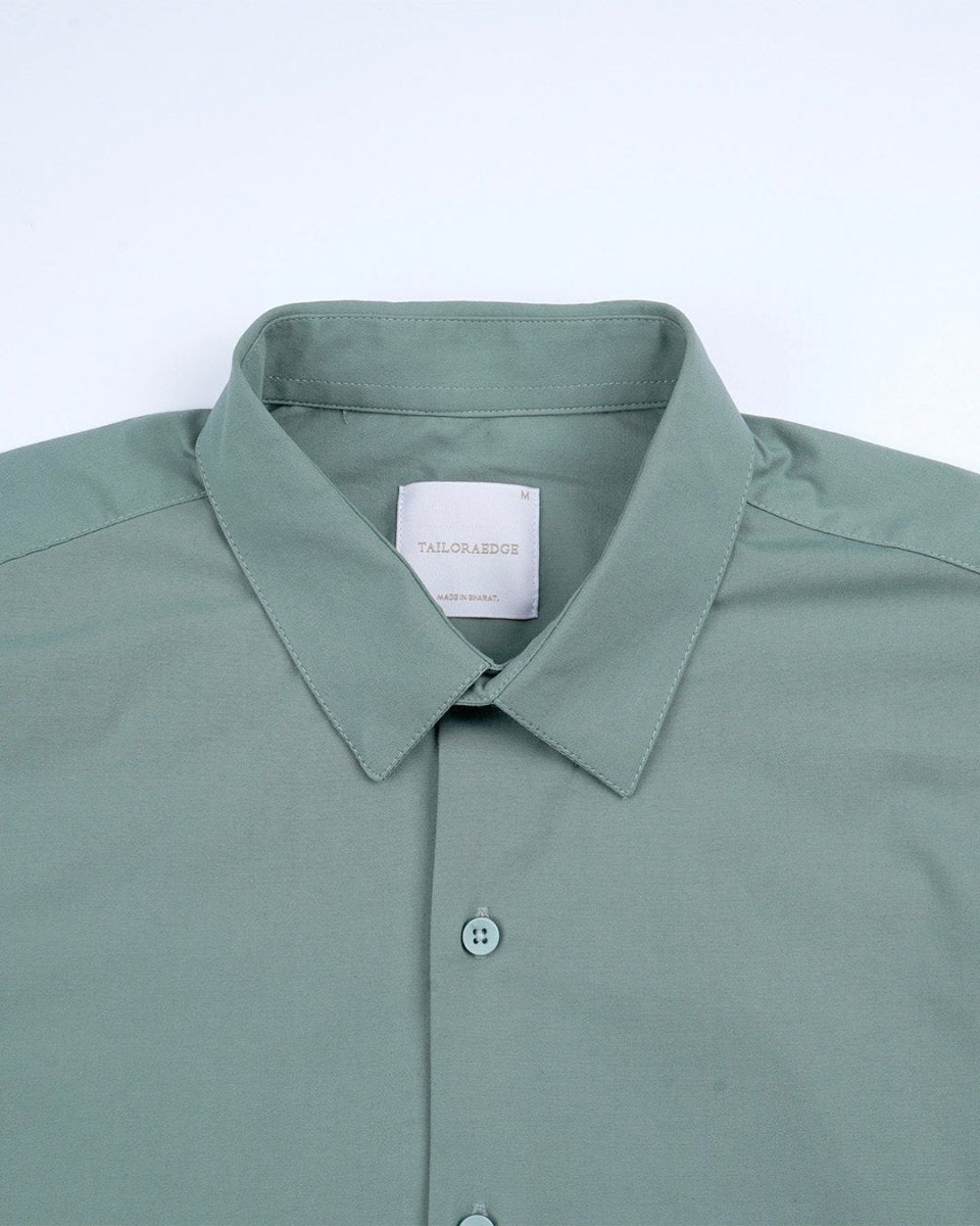 TAILORAEDGE Easy Iron Office Stretch Shirt In Green