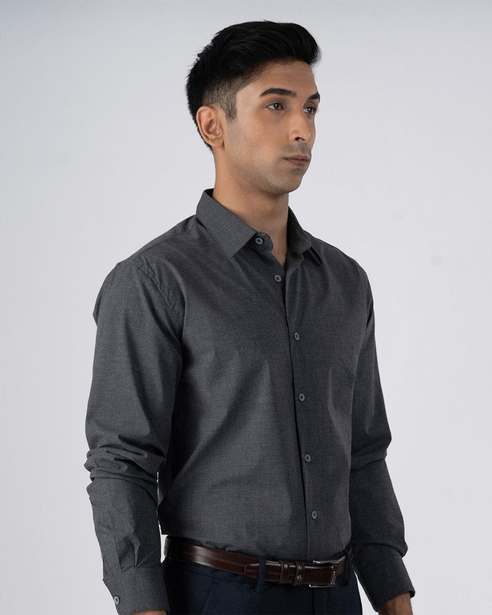 TAILORAEDGE Easy Iron Office Stretch Shirt In Grey