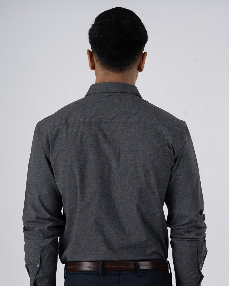 TAILORAEDGE Easy Iron Office Stretch Shirt In Grey