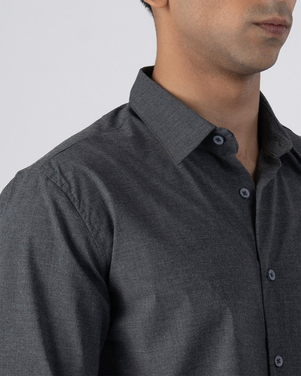 TAILORAEDGE Easy Iron Office Stretch Shirt In Grey