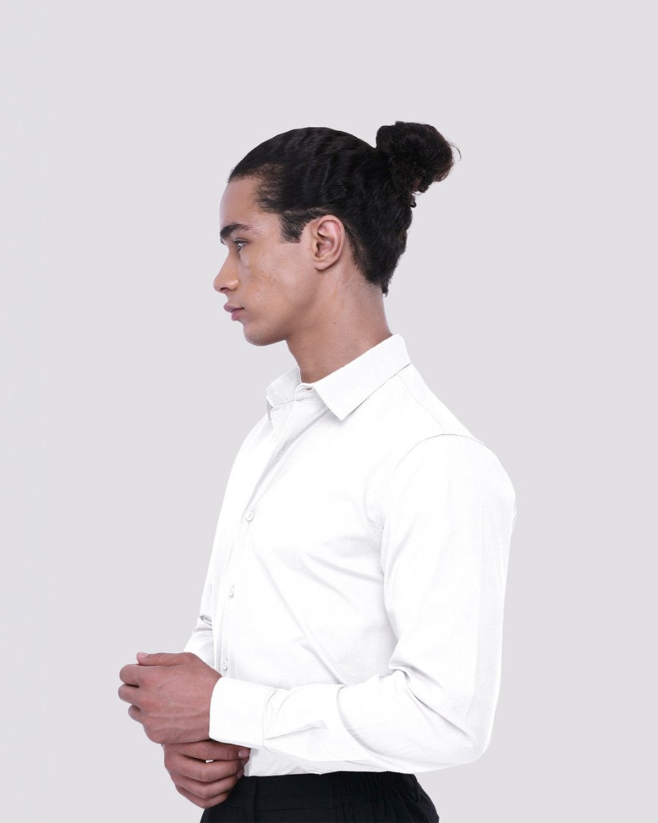 TAILORAEDGE Easy Iron Office Stretch Shirt In White