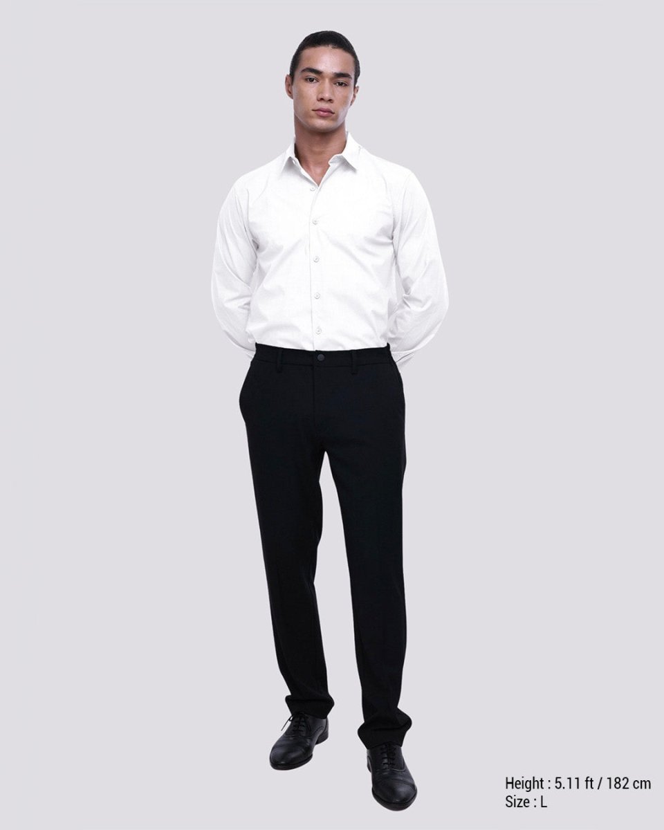 TAILORAEDGE Easy Iron Office Stretch Shirt In White
