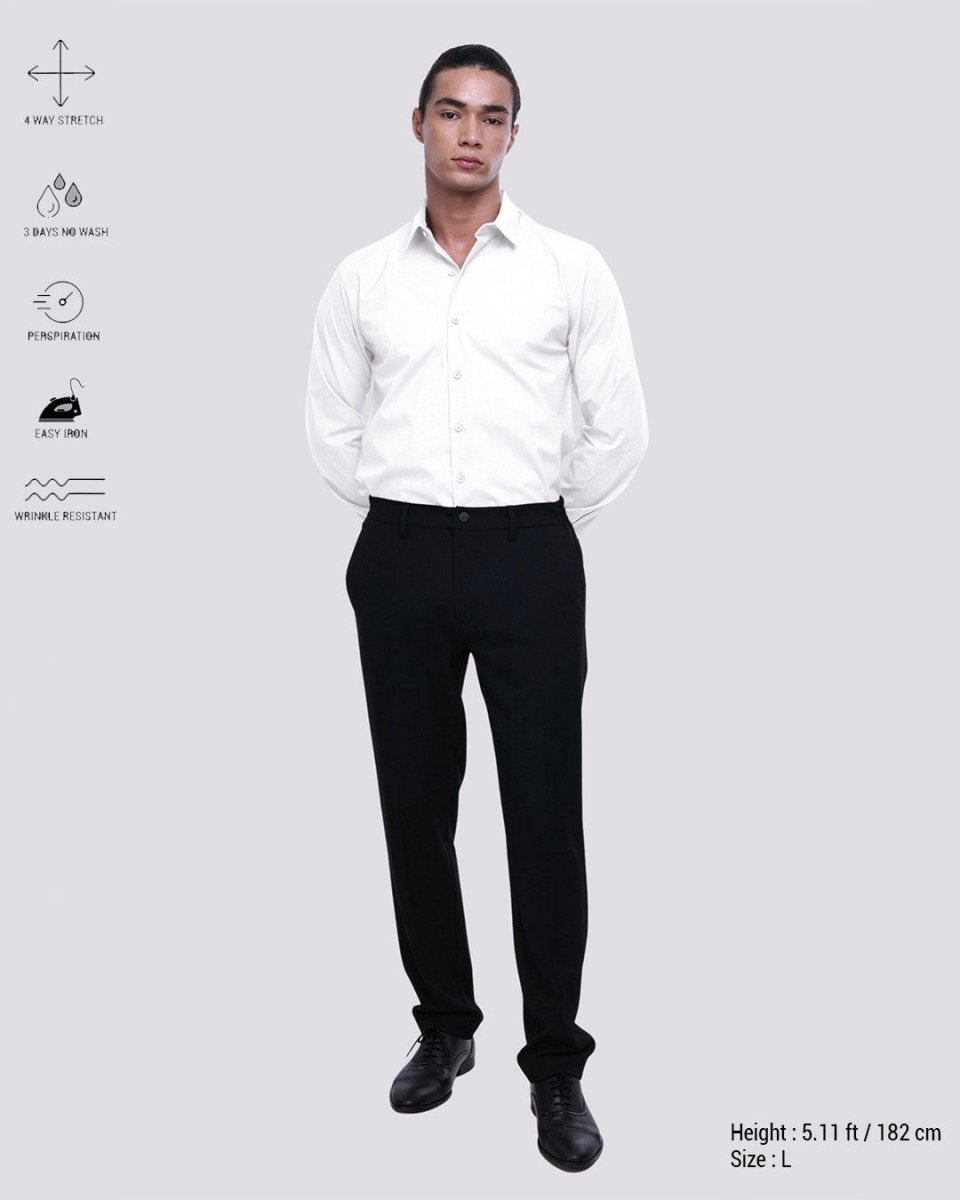 TAILORAEDGE Easy Iron Office Stretch Shirt In White