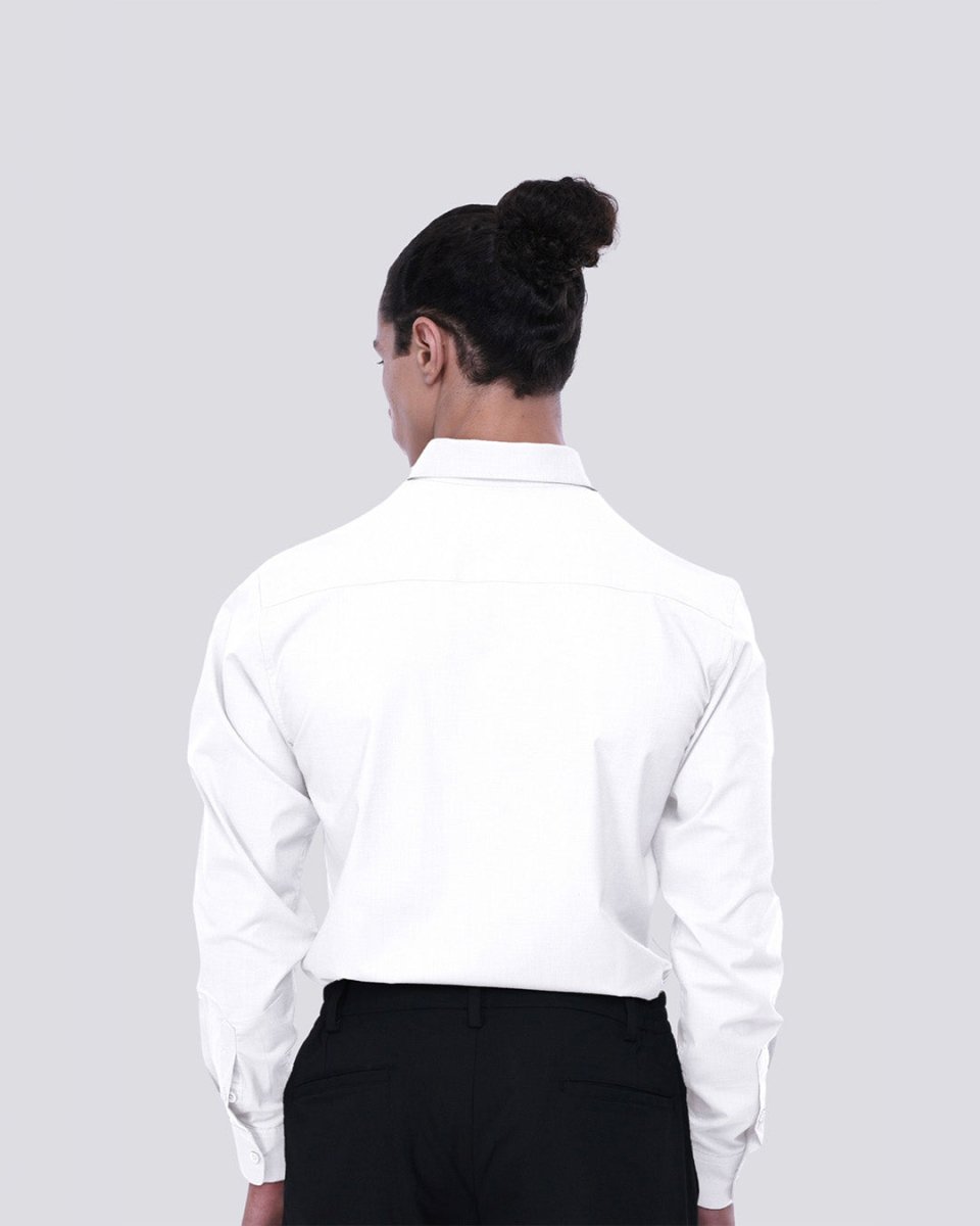 TAILORAEDGE Easy Iron Office Stretch Shirt In White