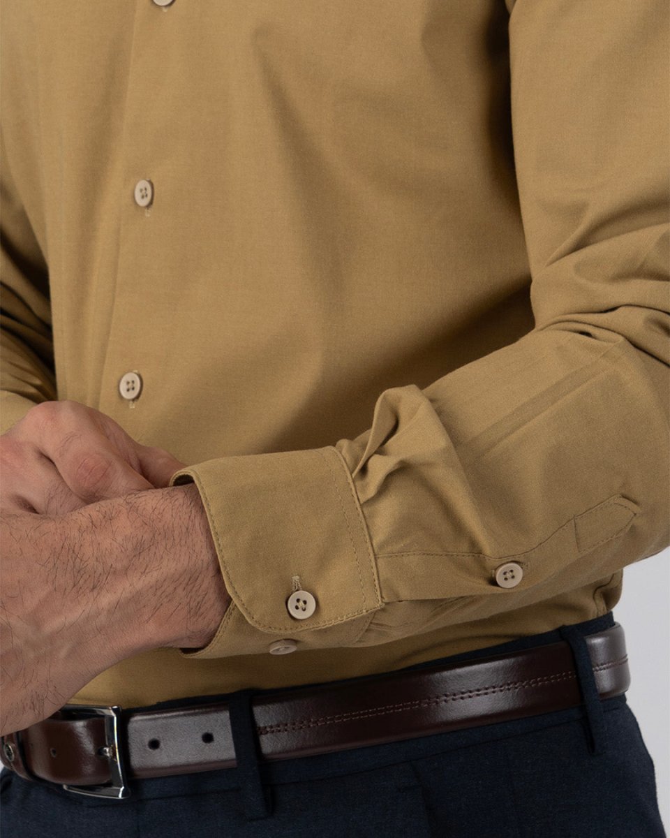 TAILORAEDGE Easy Iron Office Stretch Shirt In Yellow