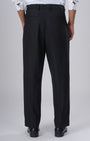 TAILORAEDGE Easy Iron Pinstriped Relaxed Trousers In Black