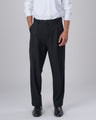 TAILORAEDGE Easy Iron Pinstriped Relaxed Trousers In Black