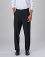 TAILORAEDGE Easy Iron Pinstriped Relaxed Trousers In Black