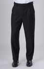 TAILORAEDGE Easy Iron Pinstriped Relaxed Trousers In Black