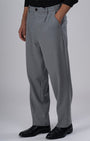 TAILORAEDGE Easy Iron Pinstriped Relaxed Trousers In Grey