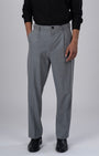 TAILORAEDGE Easy Iron Pinstriped Relaxed Trousers In Grey