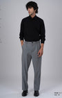 TAILORAEDGE Easy Iron Pinstriped Relaxed Trousers In Grey