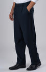 TAILORAEDGE Easy Iron Pinstriped Relaxed Trousers In Navy
