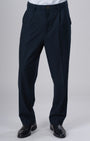 TAILORAEDGE Easy Iron Pinstriped Relaxed Trousers In Navy
