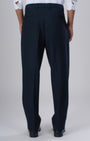 TAILORAEDGE Easy Iron Pinstriped Relaxed Trousers In Navy