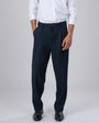 TAILORAEDGE Easy Iron Pinstriped Relaxed Trousers In Navy